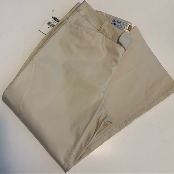 OLD NAVY cream stretch cotton capris cropped pants stitch detail spring summer - Picture 2 of 9